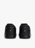 Black Lightweight Leather Cupsole Court Trainers  Men