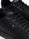 Black Lightweight Leather Cupsole Court Trainers  Men