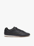 Black Low Profile Logo Leather Trainers  Men