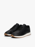 Black Leather Fine Cleat Hybrid Trainers  Men
