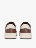 Brown Leather Debossed Logo Court Trainers  Men