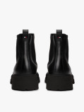 Black Leather Chunky Cleat Chelsea Boots  Men