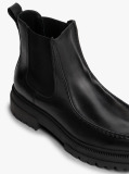 Black Leather Chunky Cleat Chelsea Boots  Men