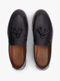 Black Logo Tassel Flexible Leather Loafers  Men