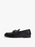 Black Logo Tassel Flexible Leather Loafers  Men