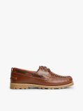 Brown Leather Braided Boat Shoes  Men