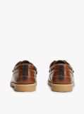 Brown Leather Braided Boat Shoes  Men