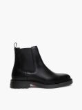 Black Leather Embossed Cleat Chelsea Boots  Men