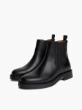 Black Leather Embossed Cleat Chelsea Boots  Men