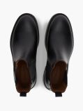 Black Leather Embossed Cleat Chelsea Boots  Men