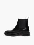Black Leather Embossed Cleat Chelsea Boots  Men