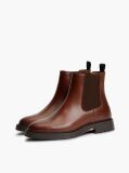 Brown Leather Embossed Cleat Chelsea Boots  Men