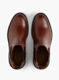 Brown Leather Embossed Cleat Chelsea Boots  Men
