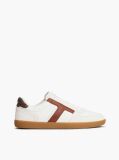 Beige Leather Mixed Texture Trainers  Men