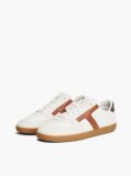 Beige Leather Mixed Texture Trainers  Men