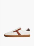 Beige Leather Mixed Texture Trainers  Men