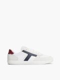White Leather Mixed Texture Trainers  Men