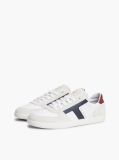 White Leather Mixed Texture Trainers  Men
