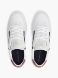 White Leather Mixed Texture Trainers  Men