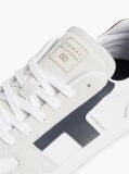 White Leather Mixed Texture Trainers  Men