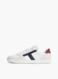 White Leather Mixed Texture Trainers  Men