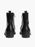 Black Leather Topstitch Zip-Up Biker Boots  Men