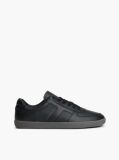 Black Leather Metallic Logo Trainers  Men