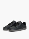 Black Leather Metallic Logo Trainers  Men