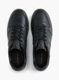Black Leather Metallic Logo Trainers  Men