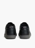 Black Leather Metallic Logo Trainers  Men