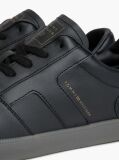 Black Leather Metallic Logo Trainers  Men