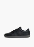 Black Leather Metallic Logo Trainers  Men