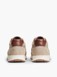 Beige Leather Mixed Texture Trainers  Men
