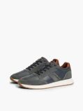 Blue Leather Mixed Texture Trainers  Men