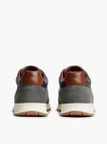 Blue Leather Mixed Texture Trainers  Men