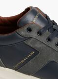 Blue Leather Mixed Texture Trainers  Men