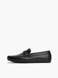 Black Flag Plaque Leather Driver Shoes  Men