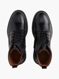 Black Leather Cleat Zip-Up Mid Boots  Men