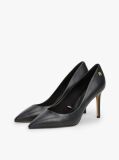 Black Leather Pointed Toe Stiletto Heels  Women
