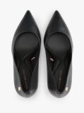 Black Leather Pointed Toe Stiletto Heels  Women