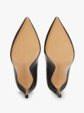 Black Leather Pointed Toe Stiletto Heels  Women
