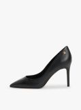 Black Leather Pointed Toe Stiletto Heels  Women