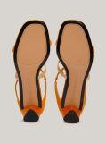 Yellow Satin Strap Mid-Heel Sandals  Women
