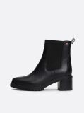 Black Enamel Flag Leather Cleat Chelsea Boots  Women