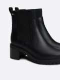 Black Enamel Flag Leather Cleat Chelsea Boots  Women
