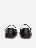 Black Snake Embossed Leather Mary Jane Ballerinas  Women