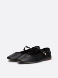 Black Snake Embossed Leather Mary Jane Ballerinas  Women
