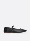 Black Snake Embossed Leather Mary Jane Ballerinas  Women