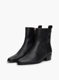 Black Snake Embossed Leather Ankle Cowboy Boots  Women