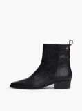Black Snake Embossed Leather Ankle Cowboy Boots  Women